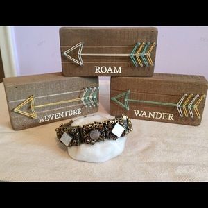 Vintage Bronze & Crystal Bracelet